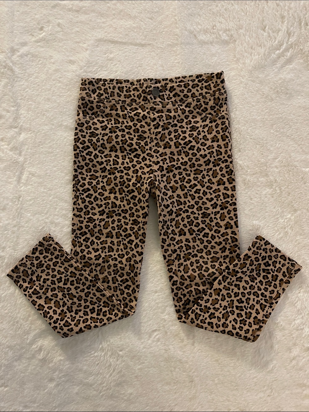 Okie Dokie Leopard Print Kids Leggings - Tan/Black SZ 5T